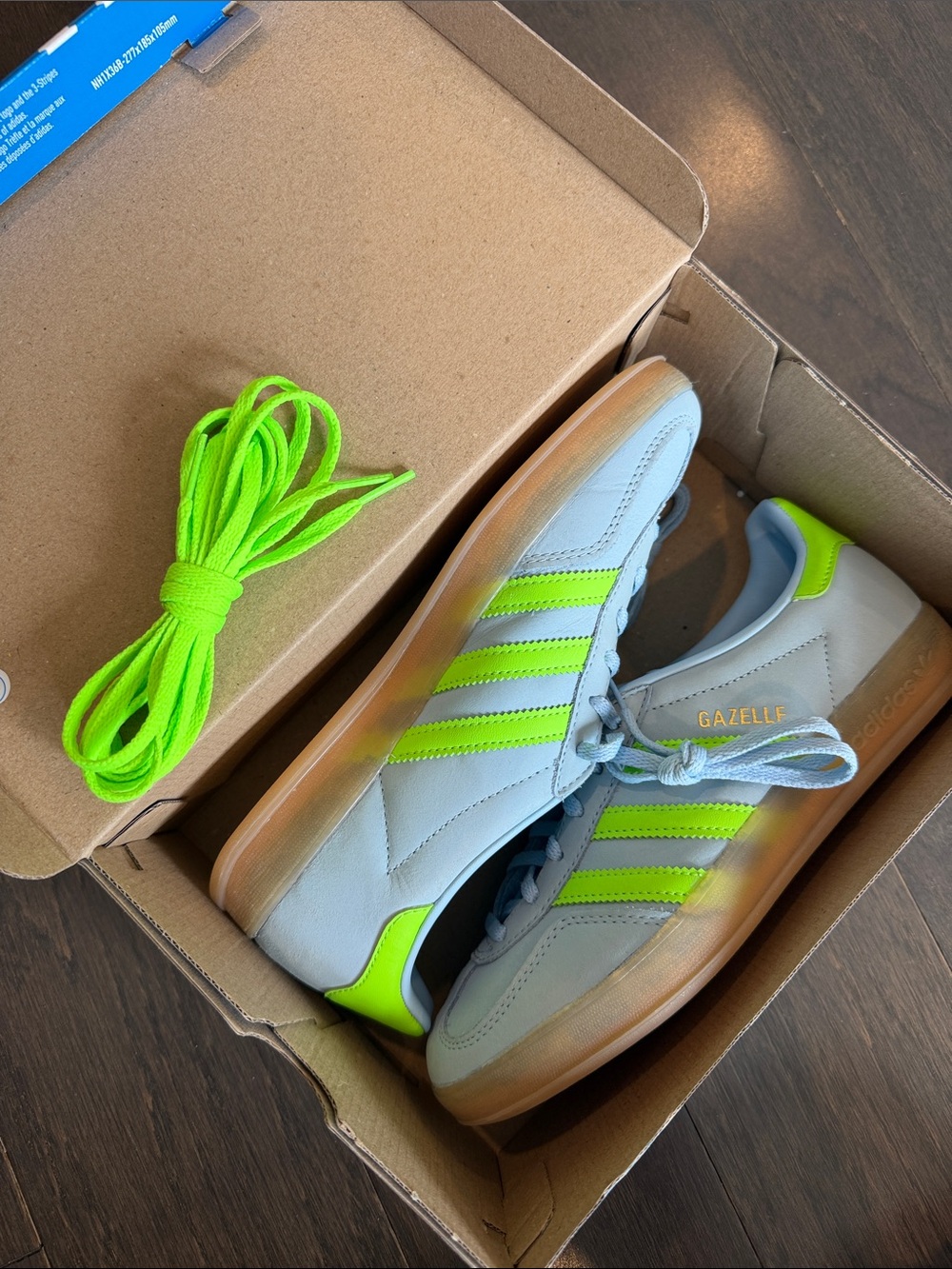 Adidas Gazelle indoor clear sky blue solar green sneakers - Picture 7 of 8